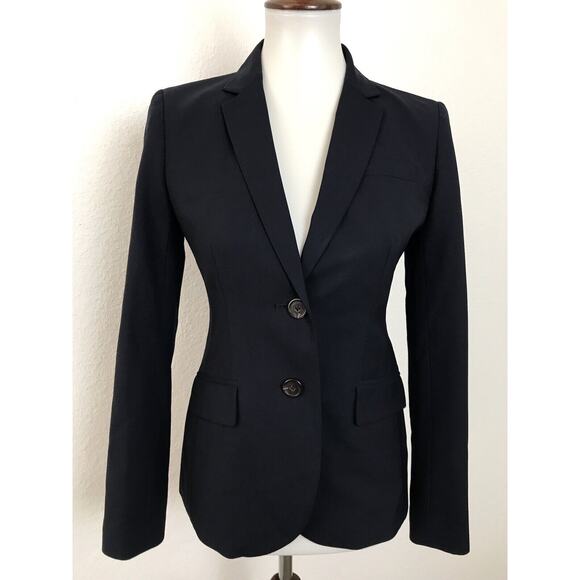 J. Crew 1035 Blazer Jacket Single Breast Wool Spandex Blue - Picture 1 of 10
